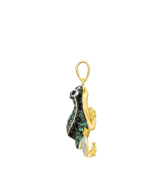 Gilded Sterling Silver pendant with spinels and zircons "Frog"