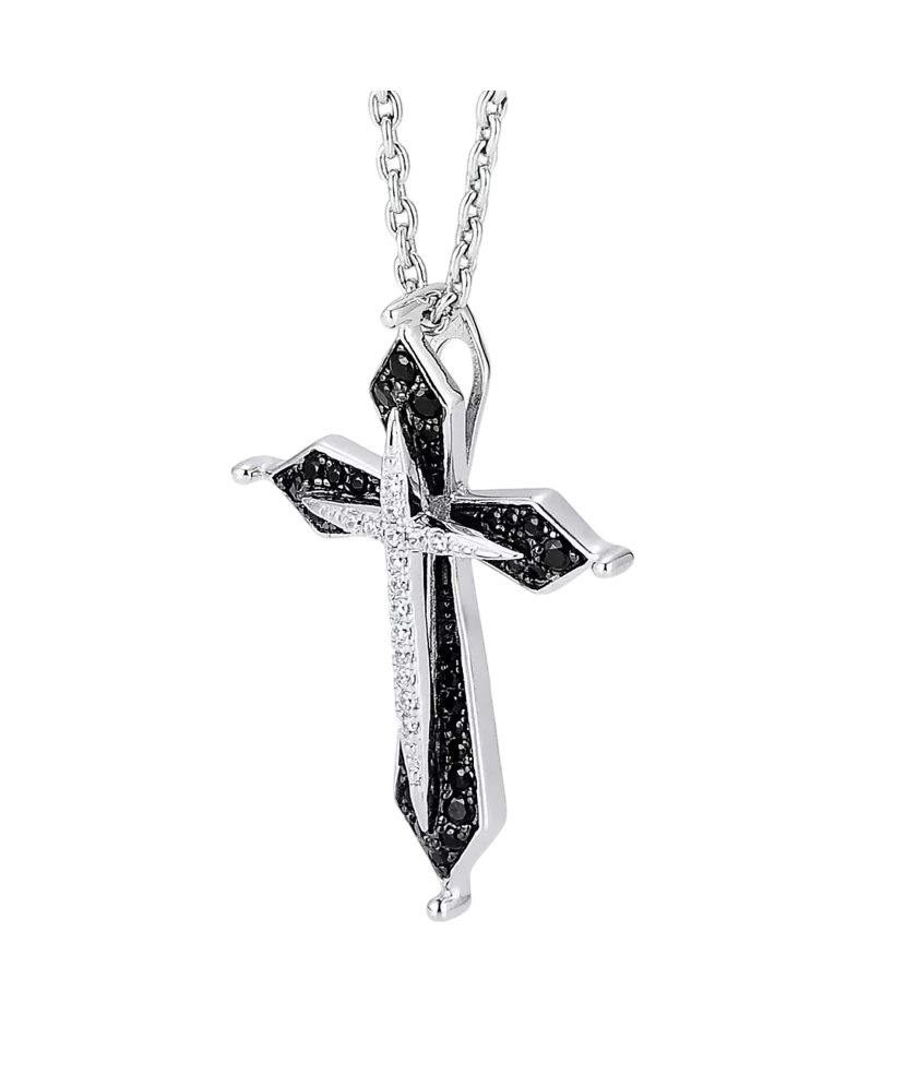 Sterling Silver pendant with spinels and zircons "Cross"