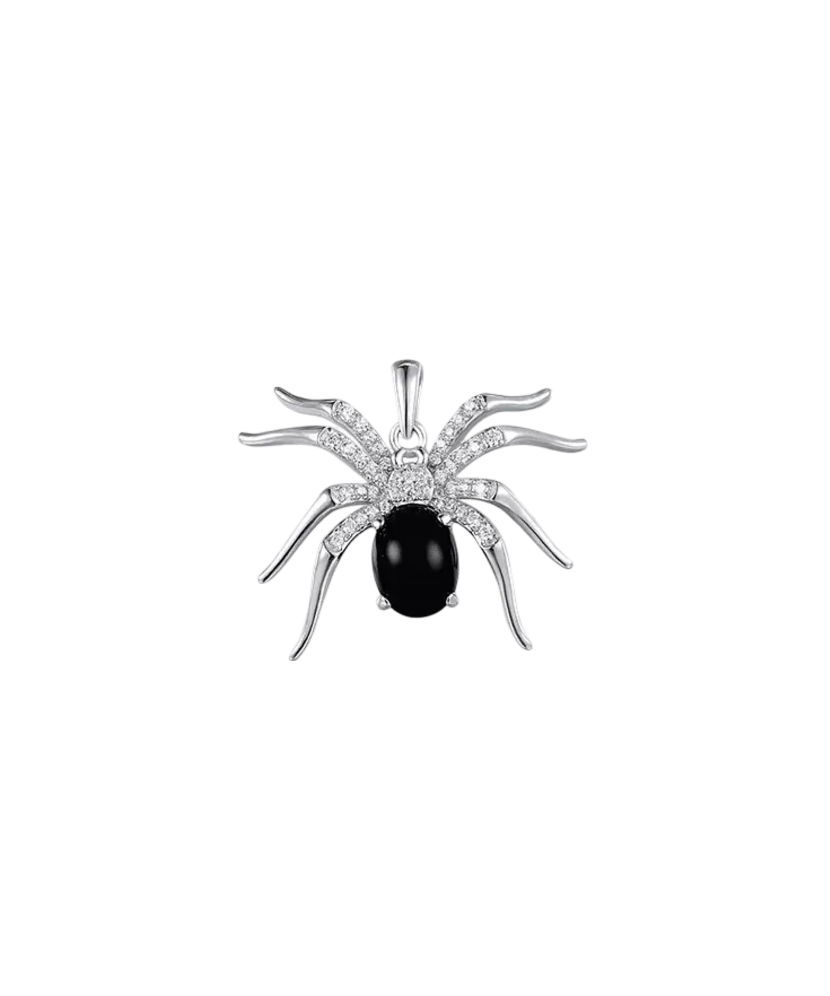 Sterling Silver pendant with agate and zircons "Spider"