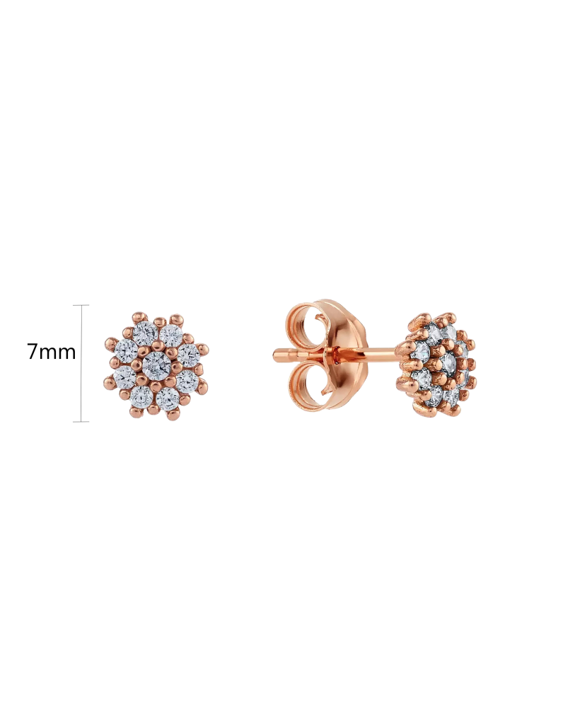 Gold earrings with zircons "Flowers" Gold earrings with zircons "Flowers"