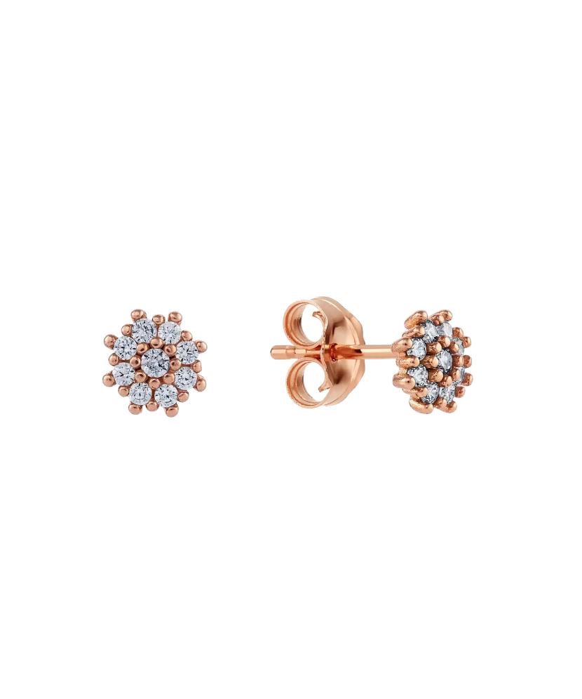 Gold earrings with zircons "Flowers" Gold earrings with zircons "Flowers"