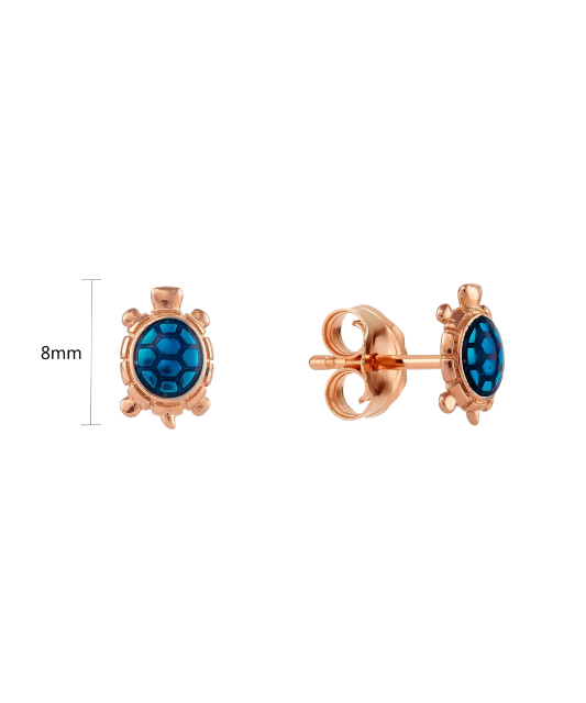 Gold earrings with enamel "turtles"