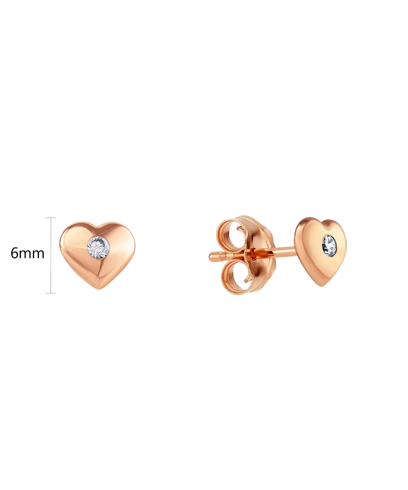 Gold earrings with zircons "hearts" Gold earrings with zircons "hearts"