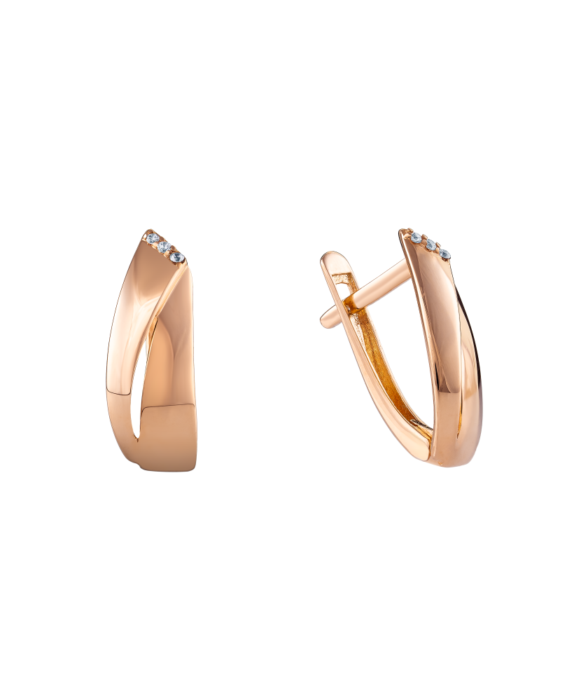 Gold earrings with zircons Gold earrings with zircons