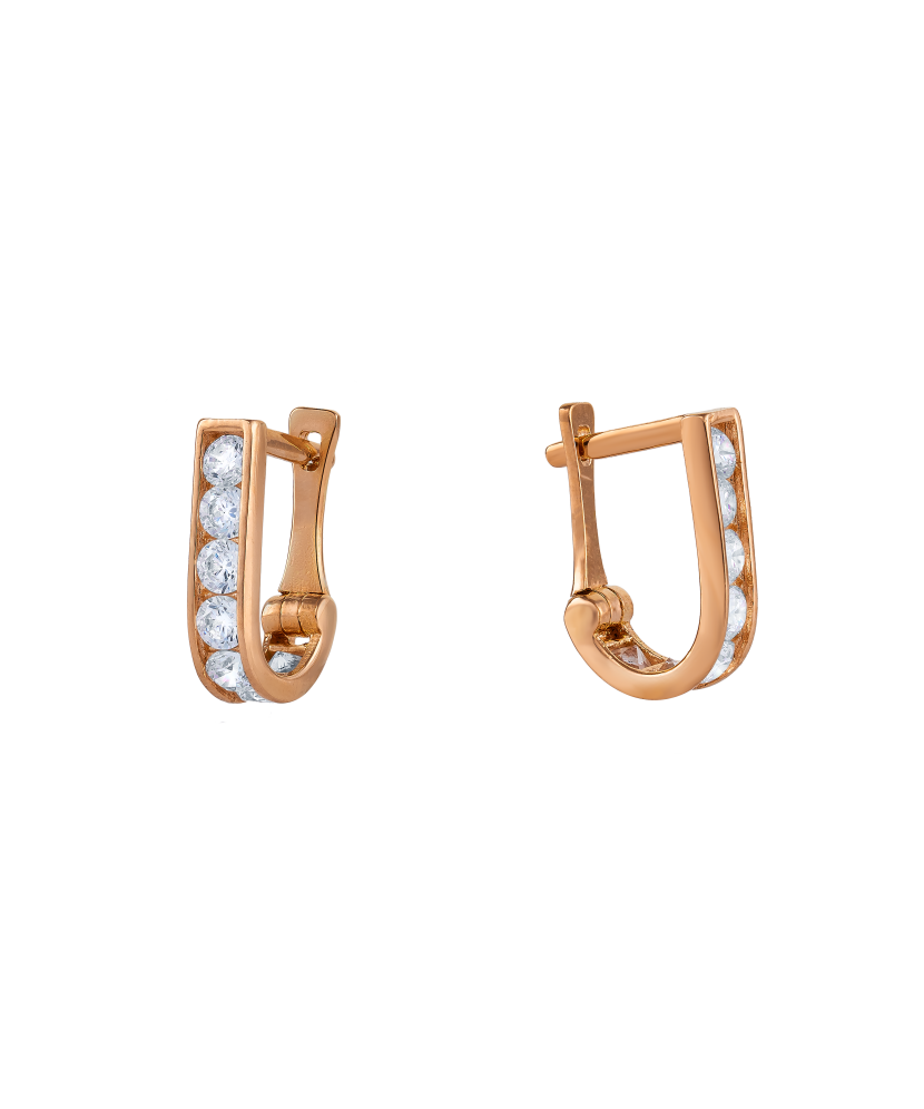 Gold earrings with zircons
