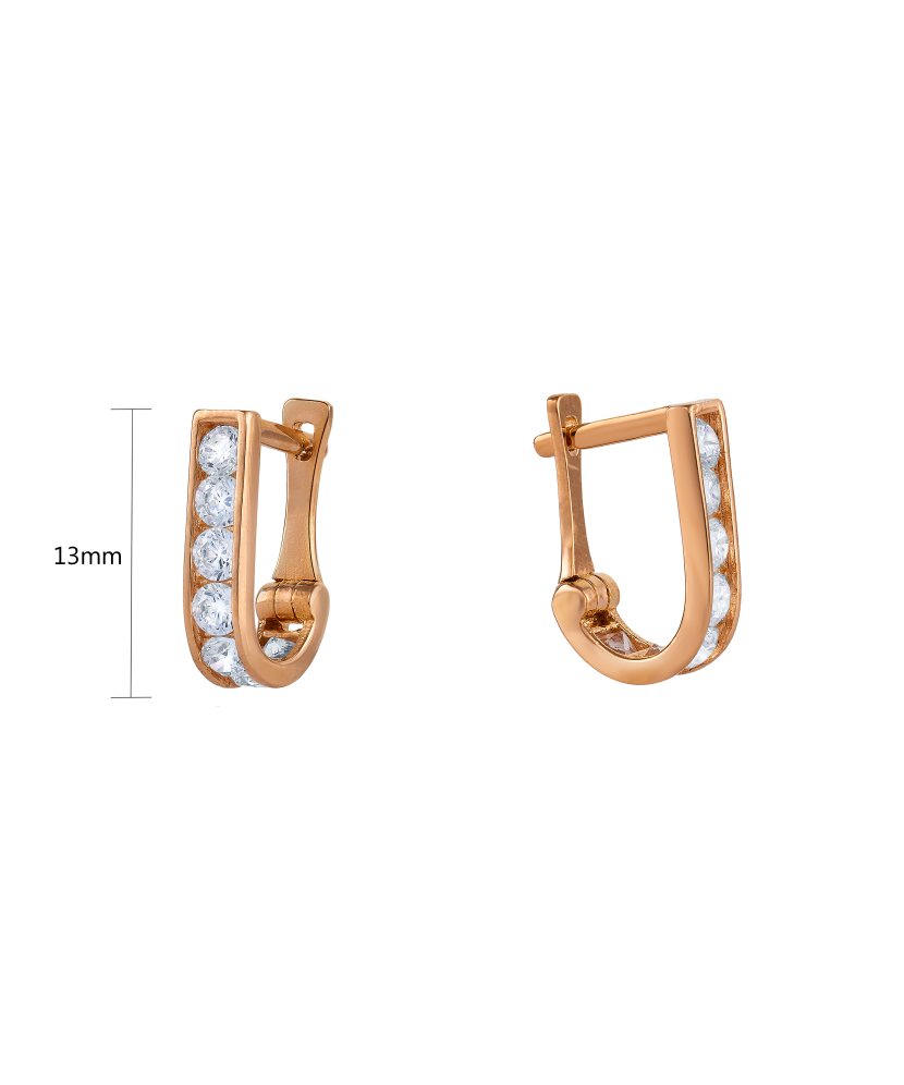 Gold earrings with zircons