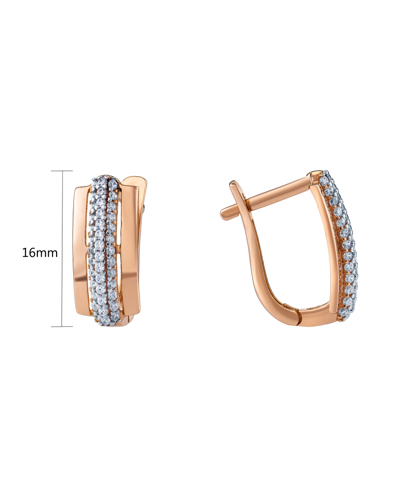 Gold earrings with zircons