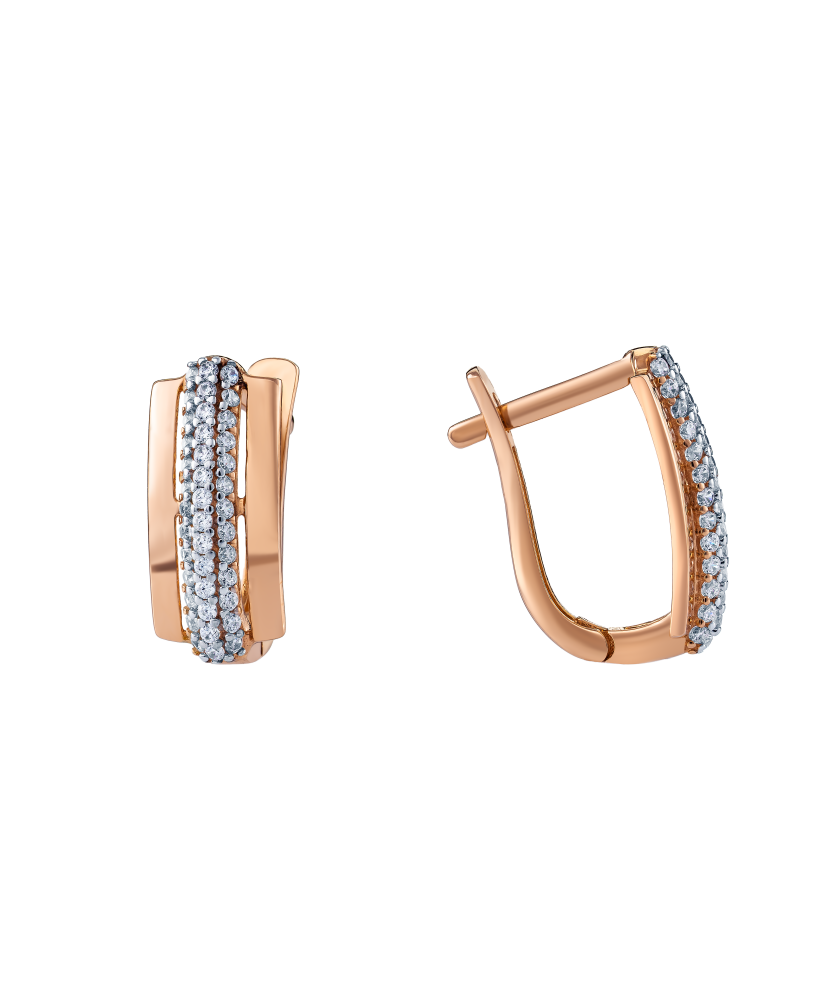 Gold earrings with zircons