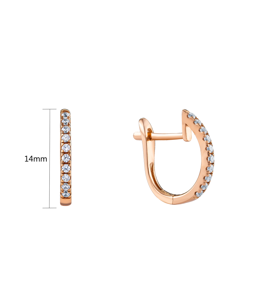 Gold earrings with zircons