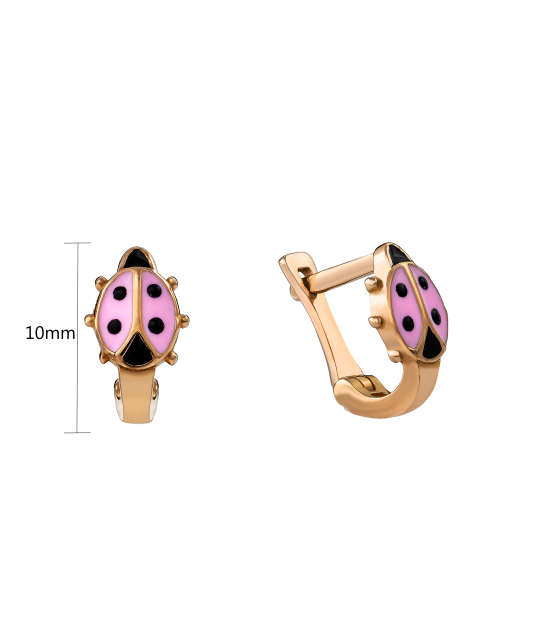 Gold children's earrings with enamel "Boružėlės"