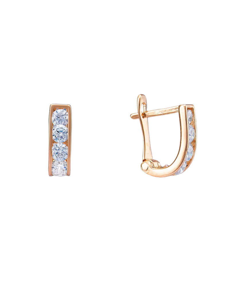Gold children's earrings with zircons Gold children's earrings with zircons