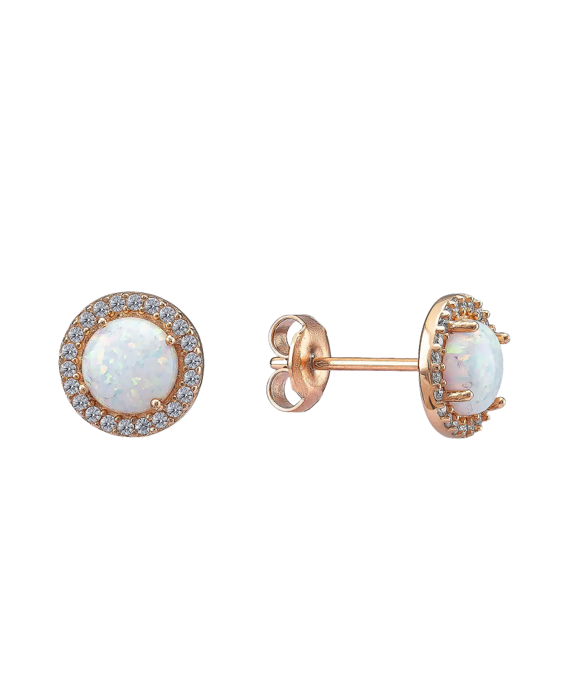 Gold earrings with zircons and opal