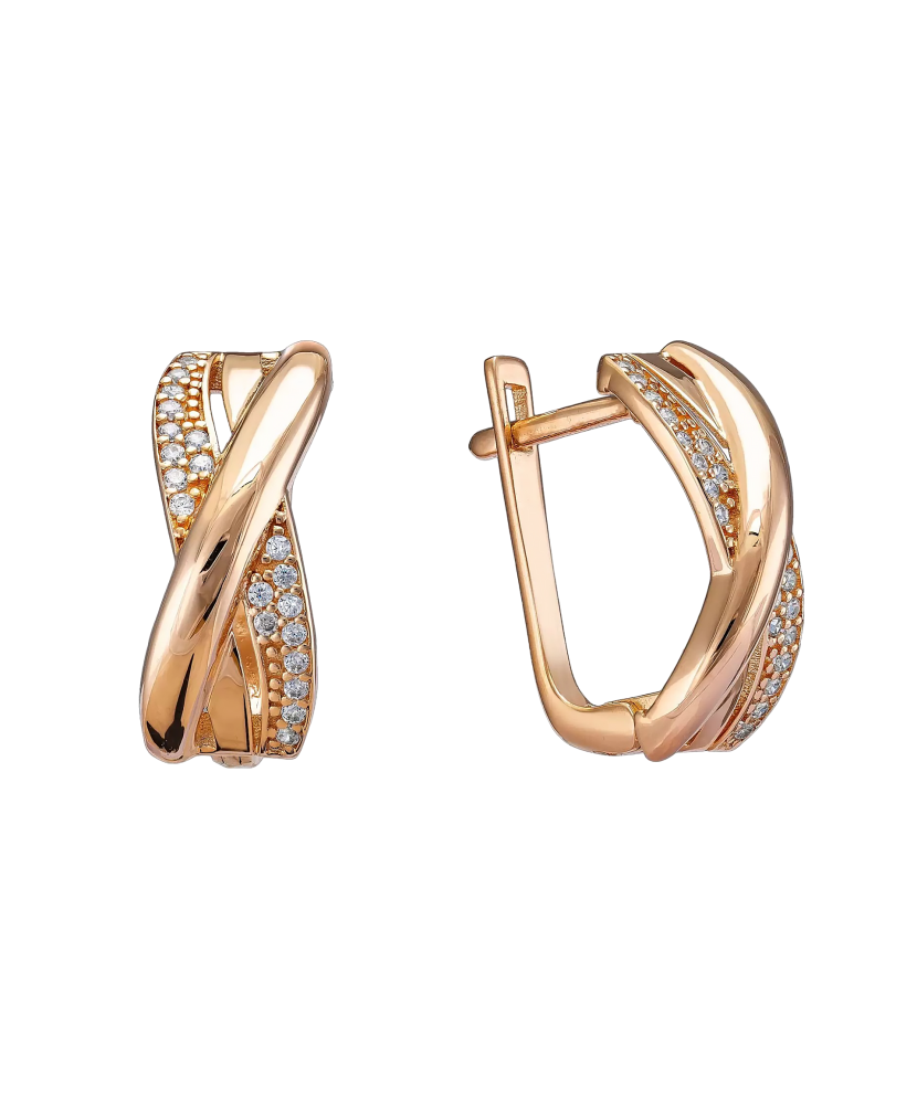 Gold earrings with zircons
