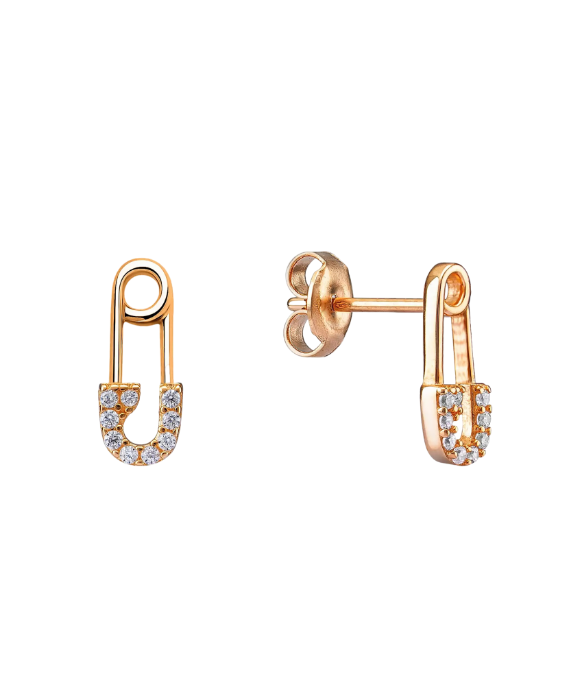 Gold earrings with zircons
