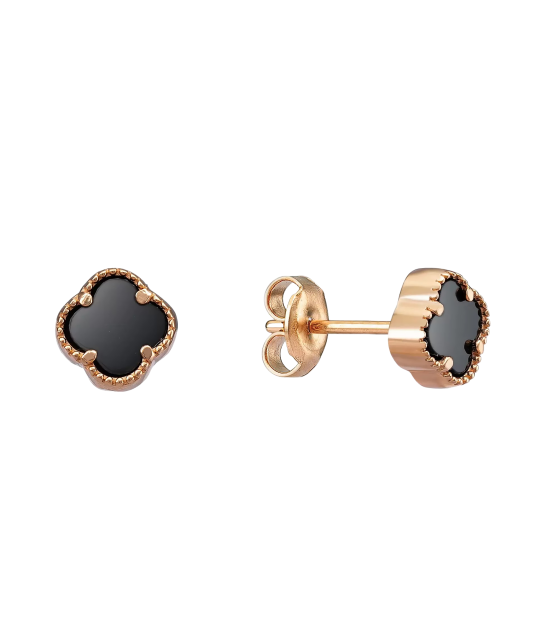Gold earrings with onyx