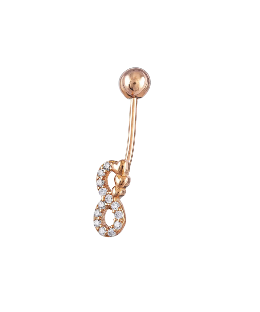 Gold Belly Button Ring with zirconium "Begalybė"