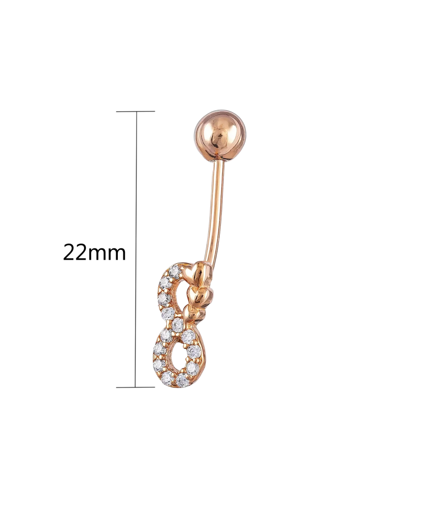 Gold Belly Button Ring with zirconium "Begalybė"