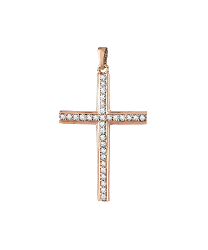 Gold pendant with zircons "cross"