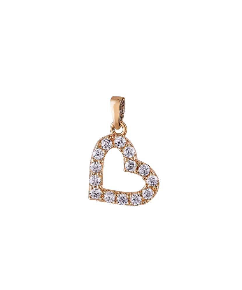 Gold pendant with zircons "heart"