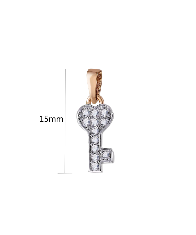 Золотой подвеска с цирконами "Ключ" Золотой подвеска с цирконами "Ключ"