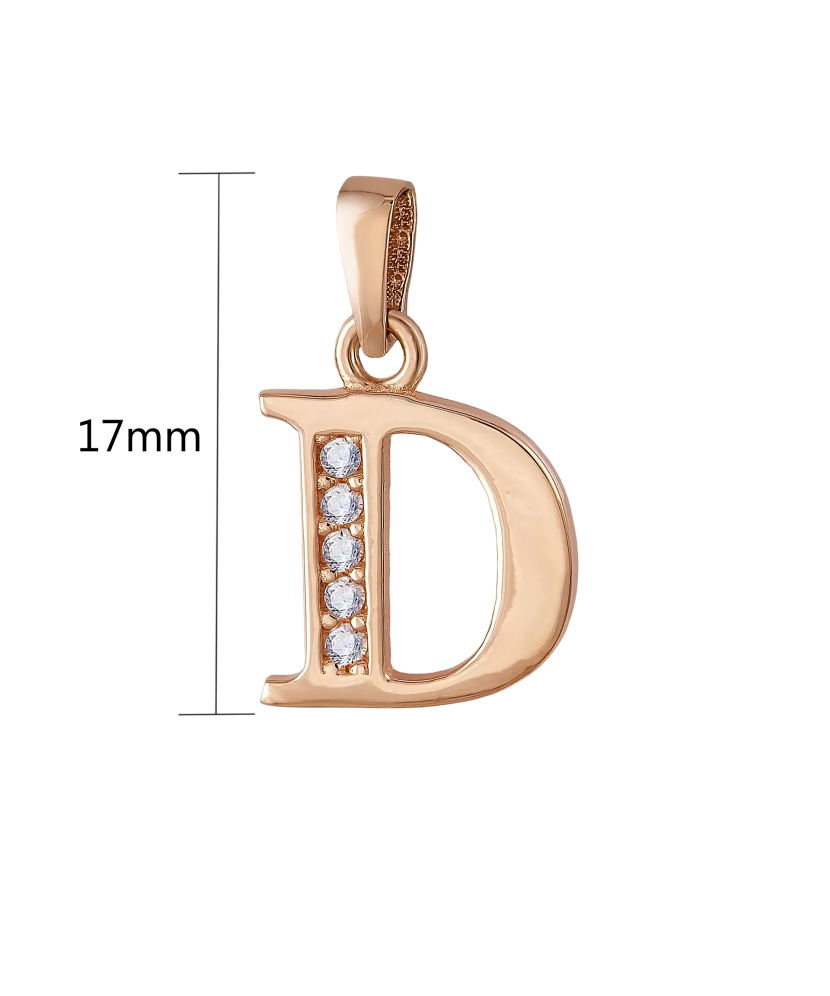 Gold pendant with zircons Letter D