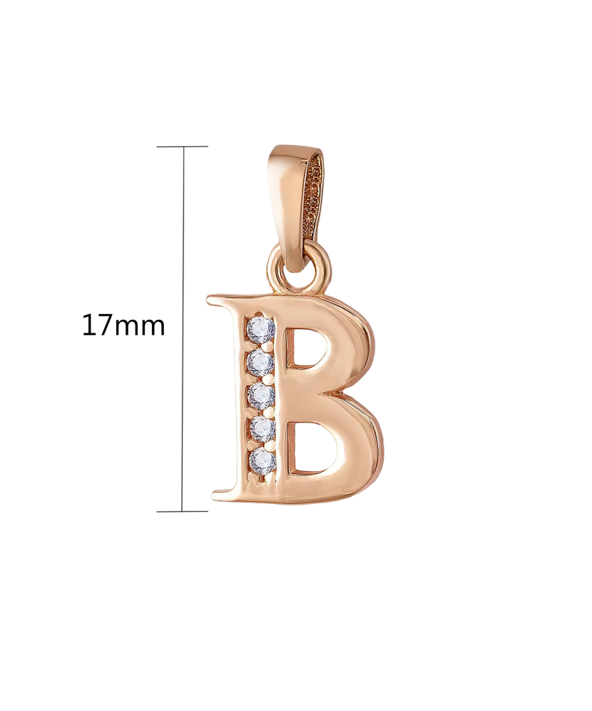 Gold pendant with zircons Letter B