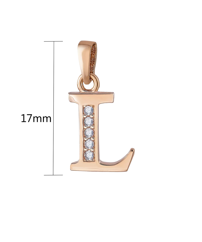 Gold pendant with zircons Letter L