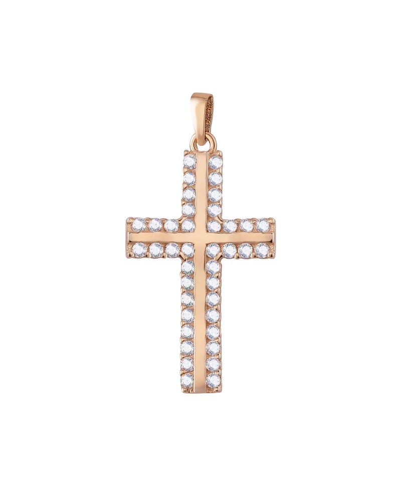 Gold pendant with zircons "cross"