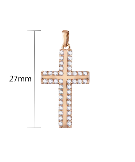 Gold pendant with zircons "cross"