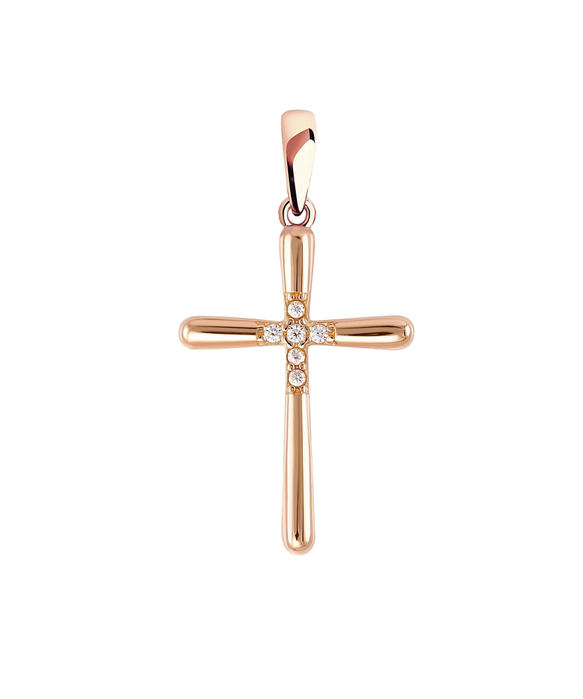 Gold pendant with zircons "cross"