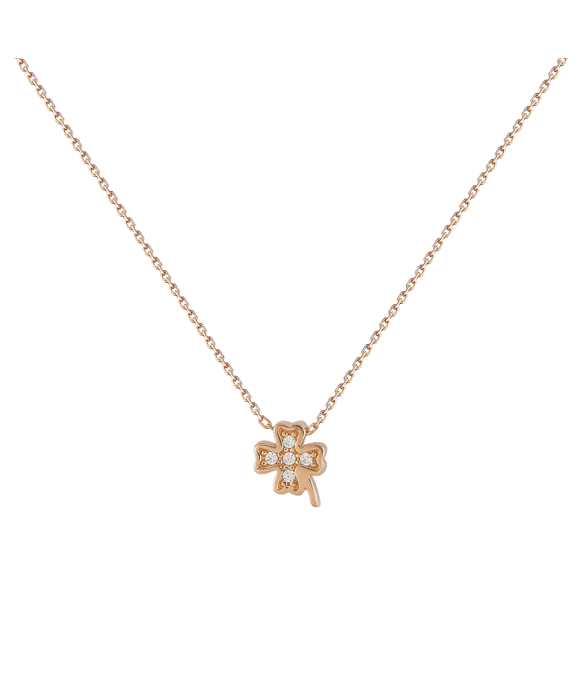 Gold chain with zirconium pendant "Clover"
