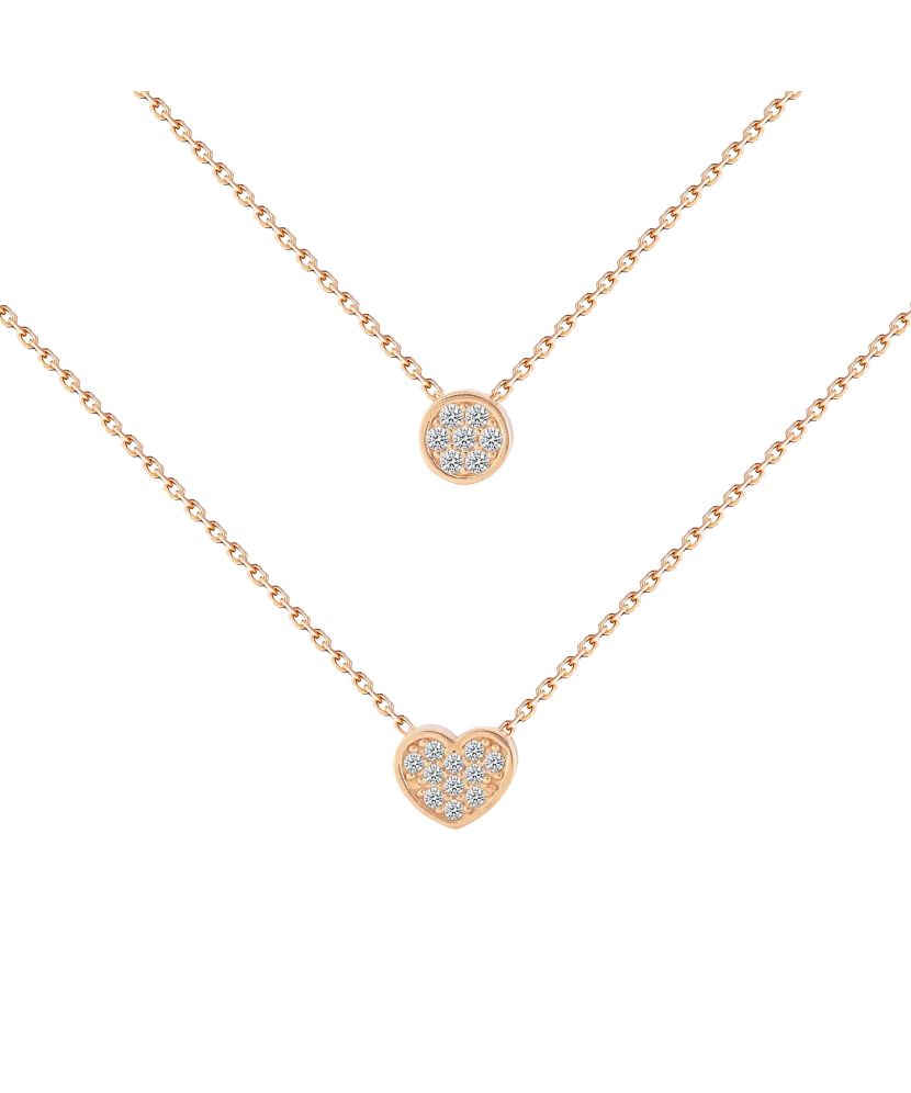 Gold double chain with zirconium pendant "Heart"