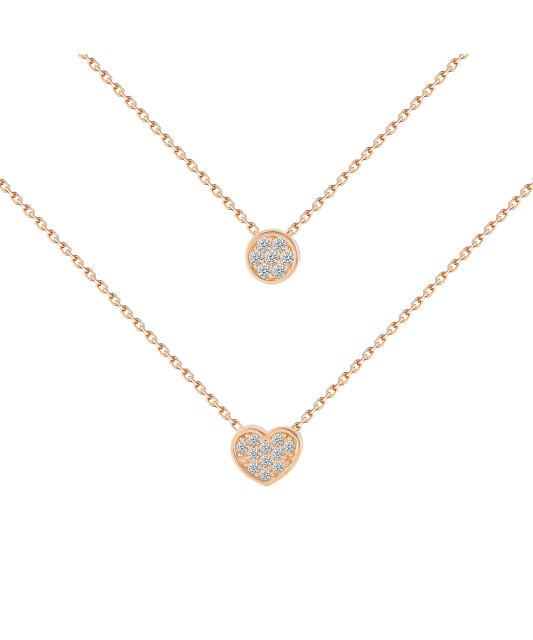 Gold double chain with zirconium pendant "Heart"