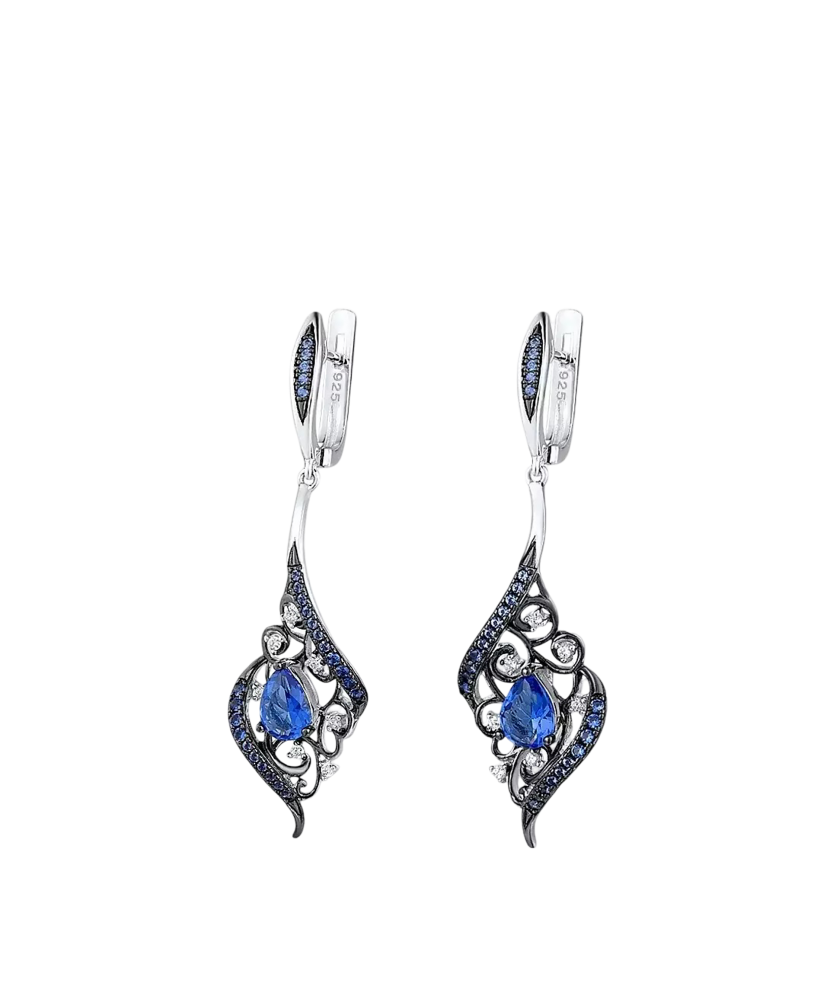Серьги из серебра с цирконом и шпинели