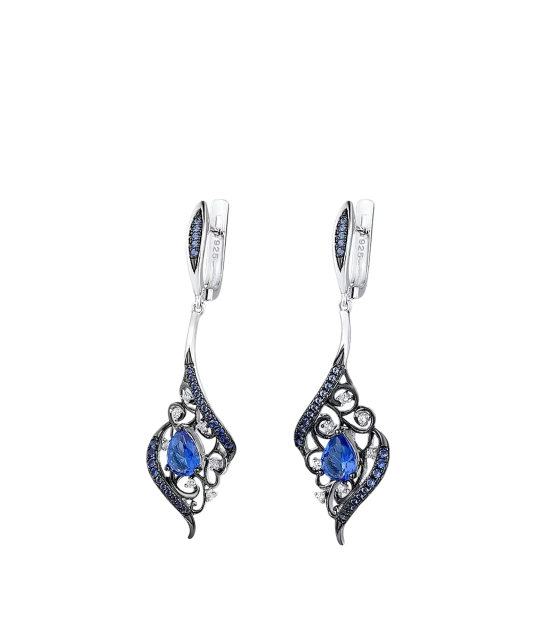 Sterling Silver earrings with zircons and spinels