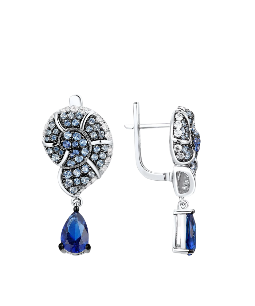 Sterling Silver earrings with zircons and spinels Sterling Silver earrings with zircons and spinels