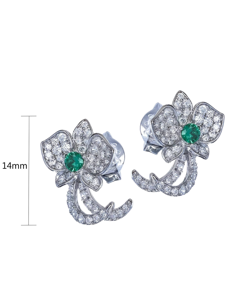 Серебряные серьги со шпинелями и цирконами Серебряные серьги со шпинелями и цирконами