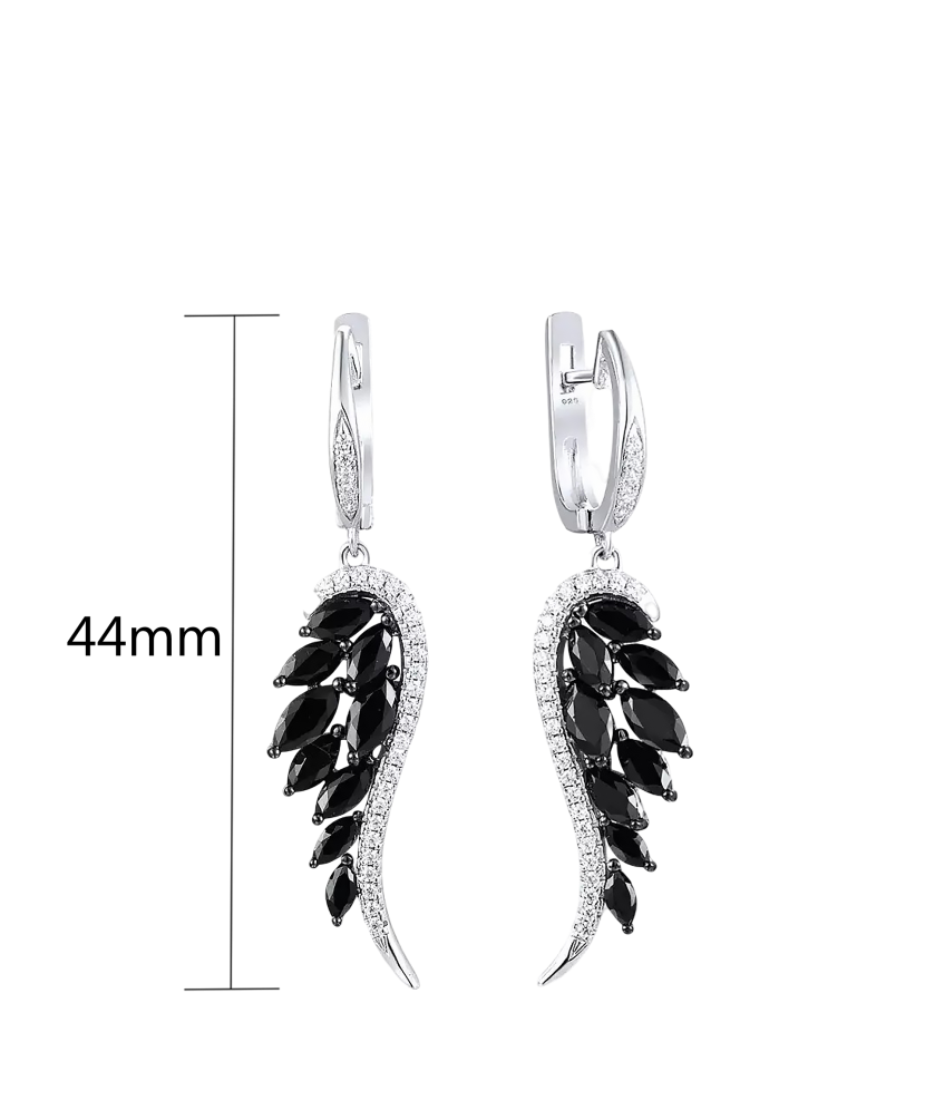 Sterling Silver earrings with zircons and spinels "Angel Wing"