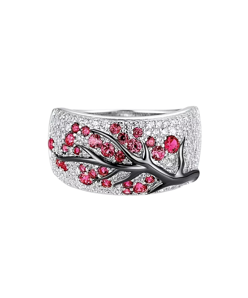 Sterling Silver ring with zircons and nano ruby