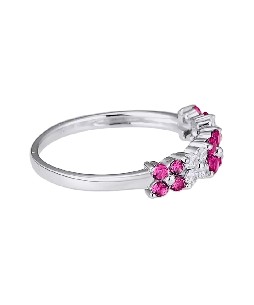 Sterling Silver ring with zircons and nano ruby