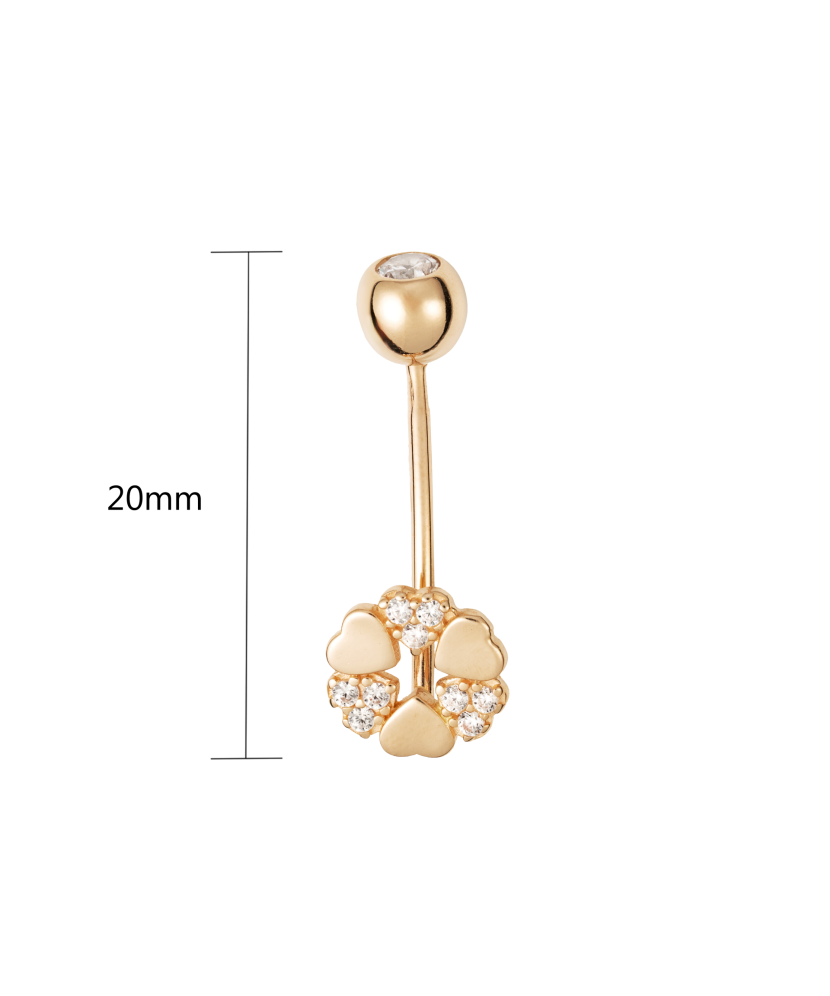 Gold Belly Button Ring with zircons