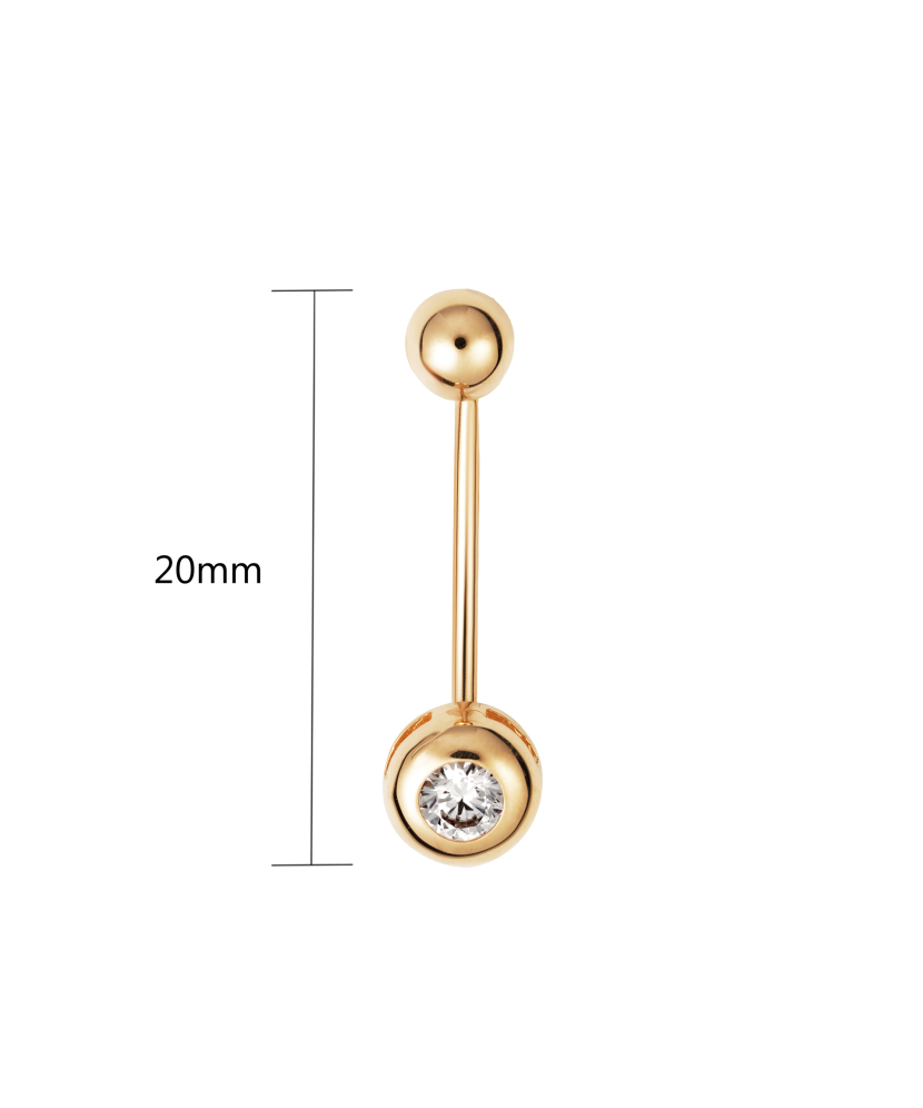 Gold Belly Button Ring with zircons