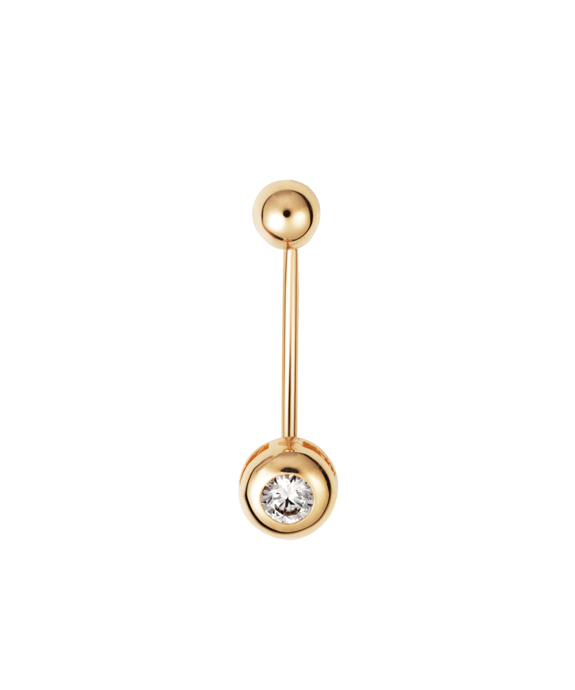 Gold Belly Button Ring with zircons