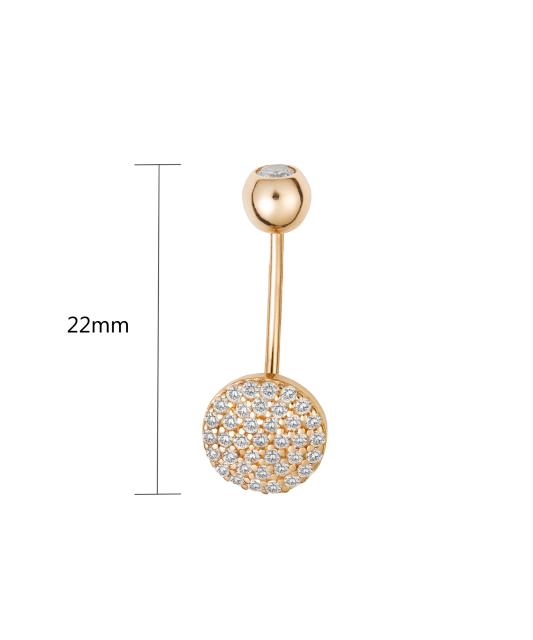Gold Belly Button Ring with zircons