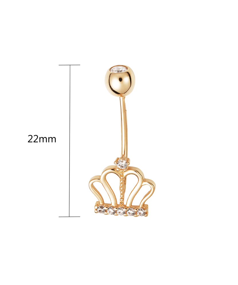 Gold Belly Button Ring with zircons