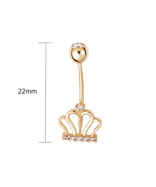 Gold Belly Button Ring with zircons