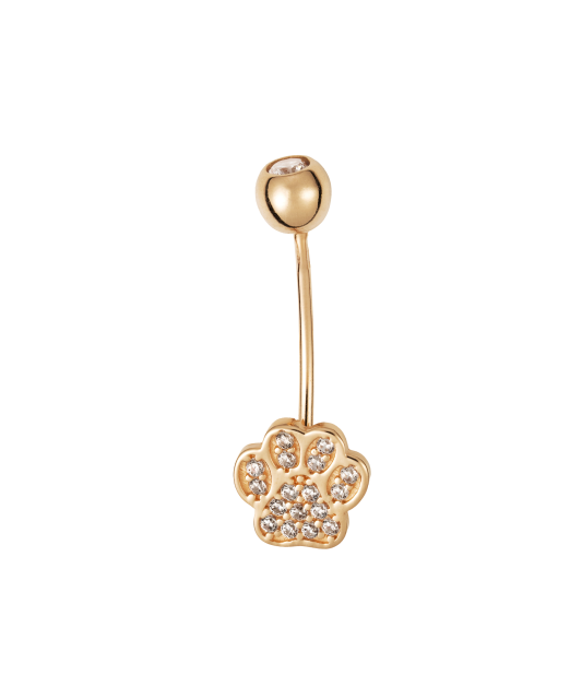 Gold Belly Button Ring with zircons