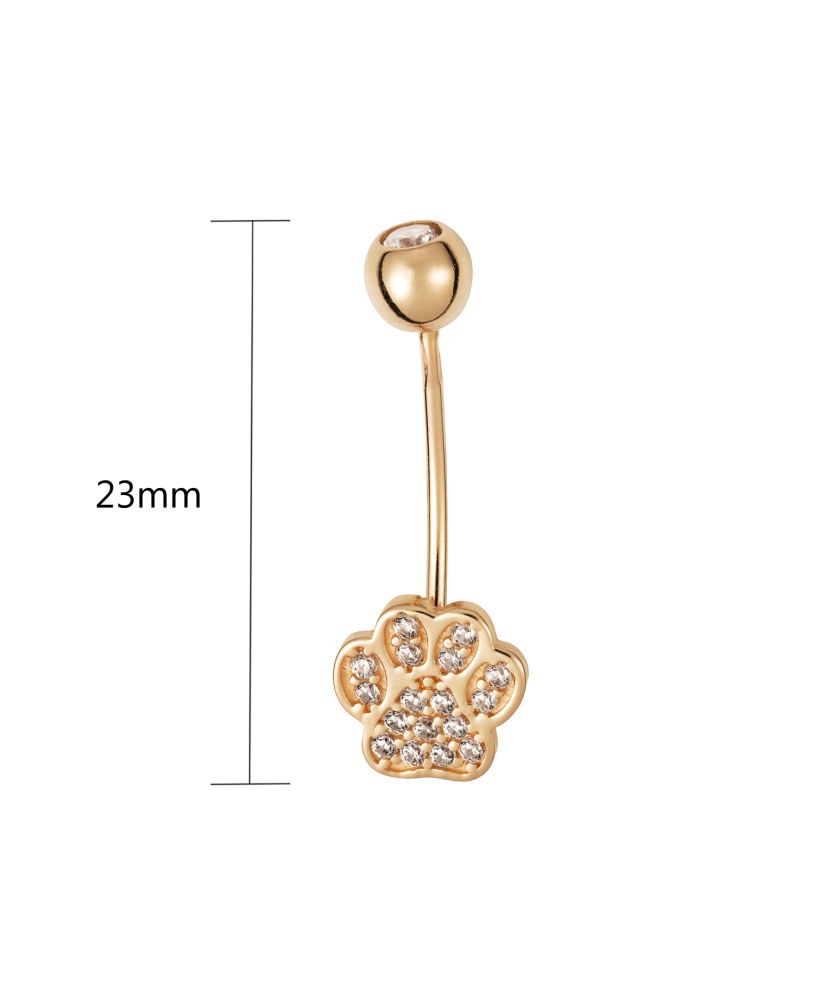 Gold Belly Button Ring with zircons