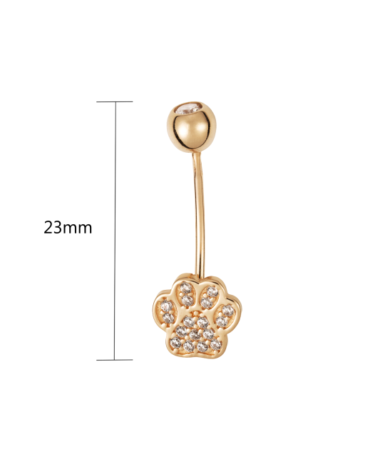 Gold Belly Button Ring with zircons