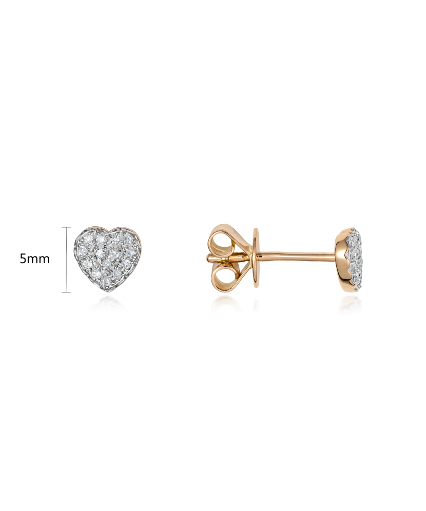 Gold earrings with diamonds "Heart"